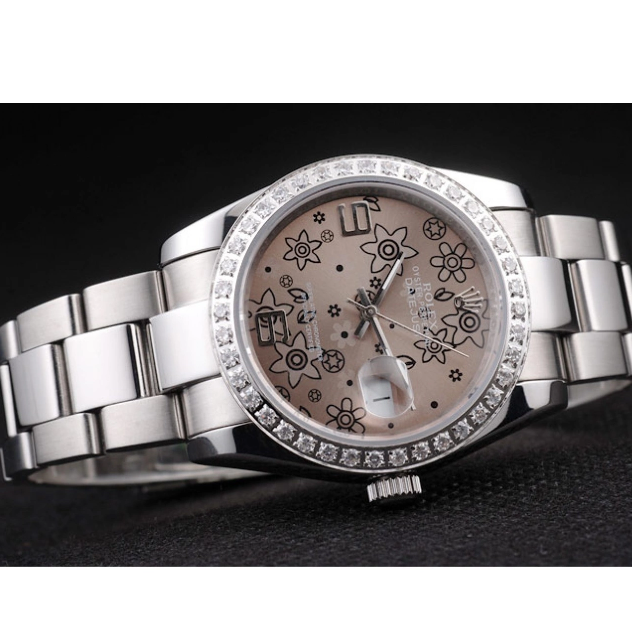 Rolex copies cheap Dial Datejust Diamond Steel Brown Stainless Rolex Polished Plated Flowers 0823